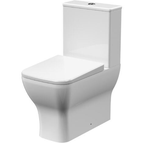 Nuie Ava Close Coupled Rimless Toilet Pan with Push Button Cistern - Soft Close Seat