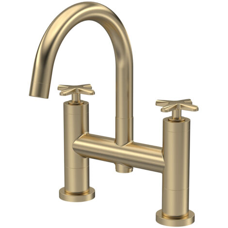Nuie Aztec Brushed Brass Deck Mounted Bath Filler Tap - CLX853