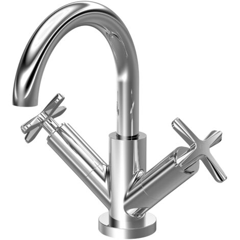 Nuie Aztec Chrome Mono Basin Mixer Tap With Push Button Waste - CLX315