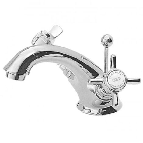 Nuie Beaumont Luxury Mono Basin Mixer Tap Dual Handle with Pop Up Waste - Chrome