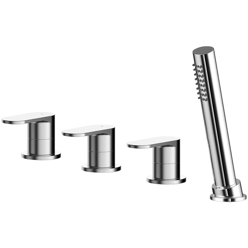 Binsey 4-Hole Pillar Mounted Bath Shower Mixer Tap - Chrome - Nuie
