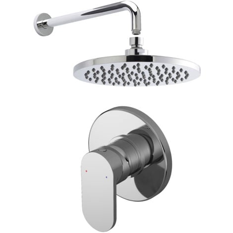 Nuie Binsey Round Manual Concealed Shower Valve with Fixed Head and Arm - Chrome