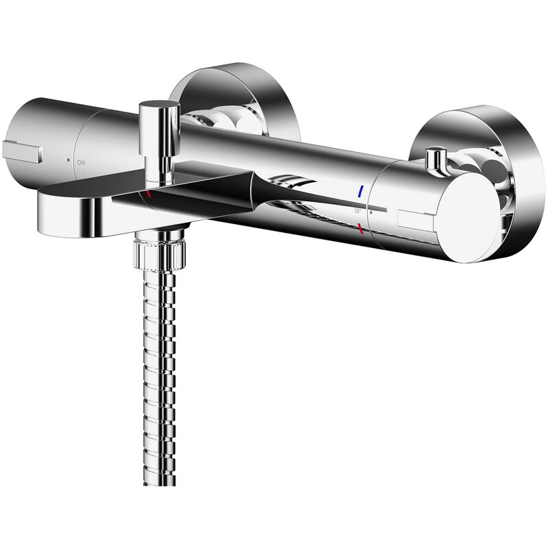 Nuie Binsey Wall Mounted Thermostatic Bath Shower Mixer Tap - Chrome