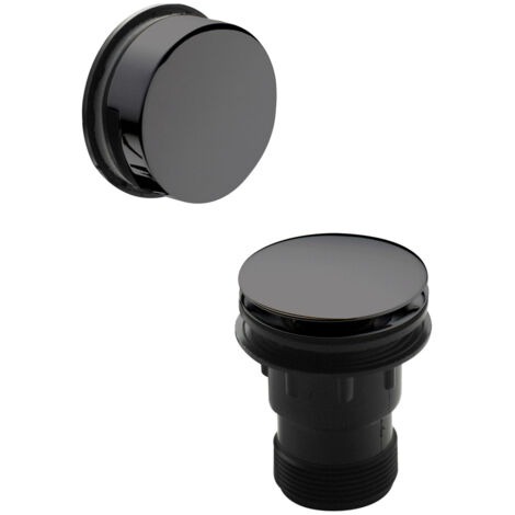 Nuie Brushed Pewter Easyclean Push Button Bath Waste with Minamilist Overflow - E727