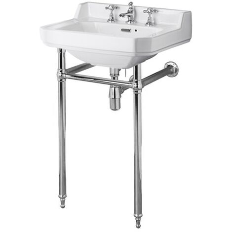 Nuie Carlton Basin with Washstand 560mm Wide - 3 Tap Hole
