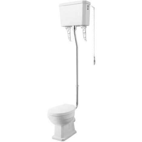 Nuie Carlton High Level Pan with Pull Chain Cistern and Flushpipe - Excluding Seat