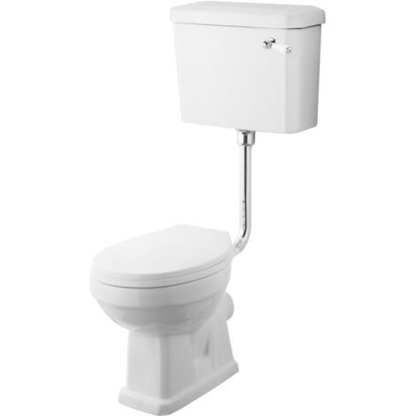 Nuie Carlton Low Level Pan with Lever Cistern and Flushpipe - Excluding Seat