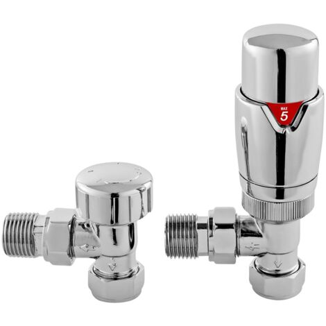 Nuie Chrome Angled Thermostatic Radiator Valves - HT315