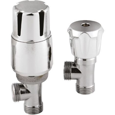 Nuie Chrome Thermostatic Angled Radiator Valves - HT326