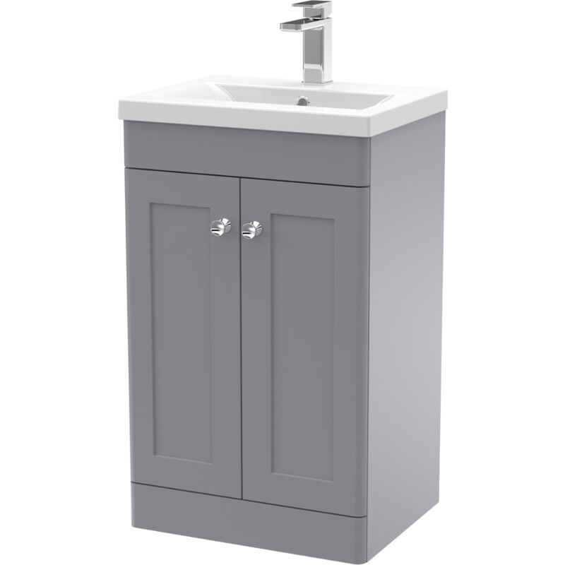 Nuie - Classique Floor Standing 2-Door Vanity Unit with Basin-1 500mm Wide - Satin Grey