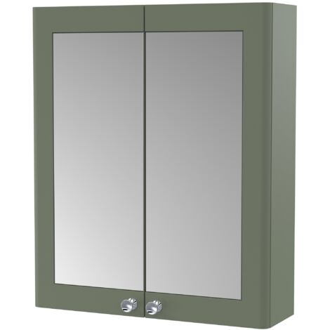 Nuie Classique Satin Green 600mm 2 Door Mirrored Cabinet - CLA817