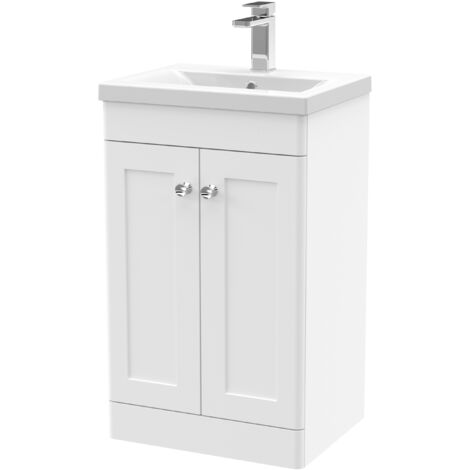 Nuie Classique Satin White 500mm 2 Door Vanity Unit and 40mm Profile Basin - CLC123D