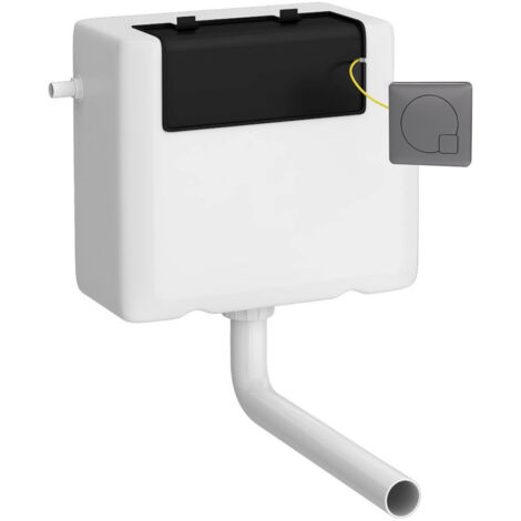 Nuie Concealed Cistern and Brushed Pewter Square Dual Flush Plate - XTY8M04