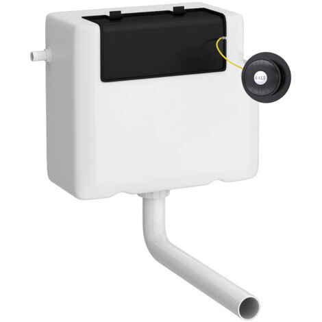 Nuie Concealed Cistern and Matt Black Traditional Round Dual Flush Push Buttons - XTY8T02