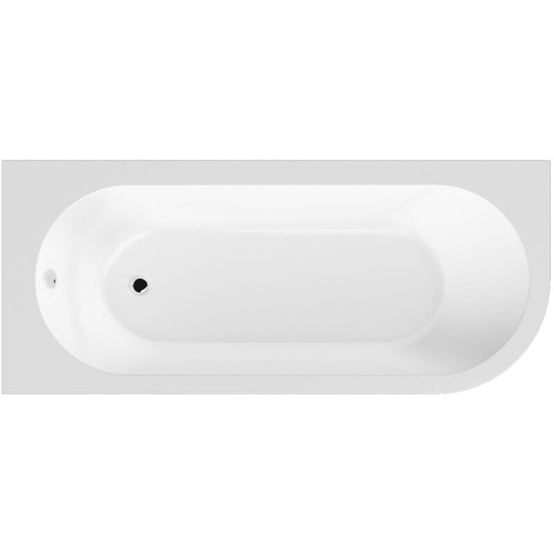 Crescent 1700mm x 725mm Left Hand Curved Shower Bath and Front Bath Panel - BSG005L - Nuie