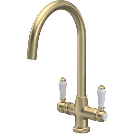 Nuie Cruciform Kitchen Sink Mixer Tap Lever Handle - Brushed Brass