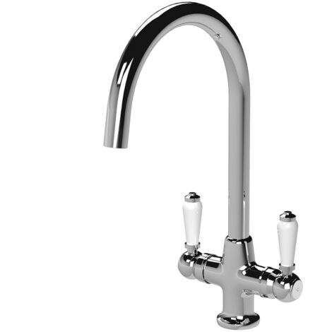 Nuie Cruciform Traditional Mono Kitchen Sink Mixer Tap Dual Handle - Chrome