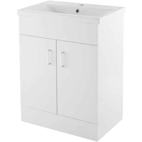 Nuie Eden Floor Standing 2 Door Vanity Unit And Basin Gloss White 600mm Wide Nuie Eden Floor Standing 2 Door Vanity, 600 Wide Bathroom Vanity Unit