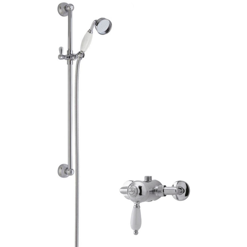 Nuie - Edwardian Round Manual Exposed Shower Valve with Slider Rail Kit - Chrome