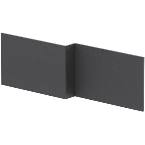 Nuie Graphite Grey Woodgrain 1700mm L Shaped Shower Bath Front Panel - MPC2235