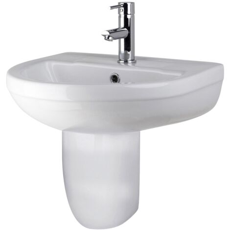 Nuie Harmony Basin and Semi Pedestal 500mm Wide - 1 Tap Hole
