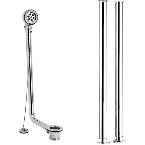 Nuie Hudson Reed Freestanding Bath Shrouds and Exposed Bath Waste Chrome