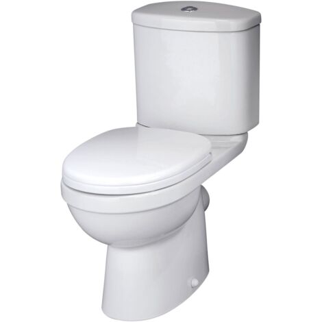 Nuie Ivo Round Close Coupled Toilet with Soft Close Toilet Seat - NCS250
