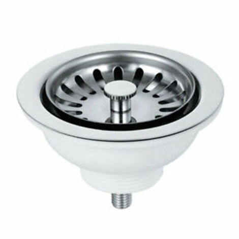 Nuie Kitchen Sink Waste with 90mm Strainer without Overflow - Chrome/White
