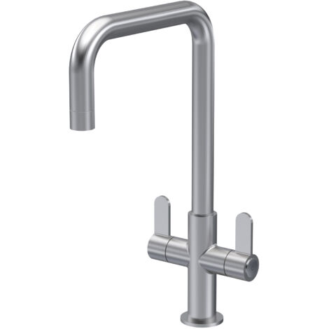 Nuie Kosi Mono Kitchen Sink Mixer Tap Dual Lever Handle - Brushed Nickel