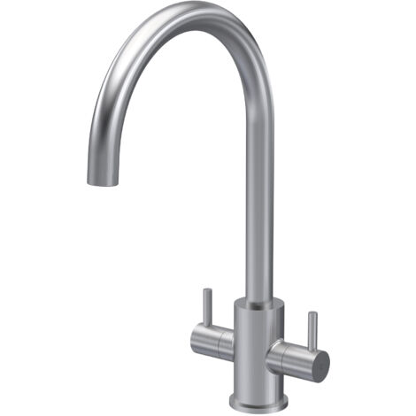Nuie Lachen Mono Kitchen Sink Mixer Tap Dual Lever Handle - Brushed Nickel