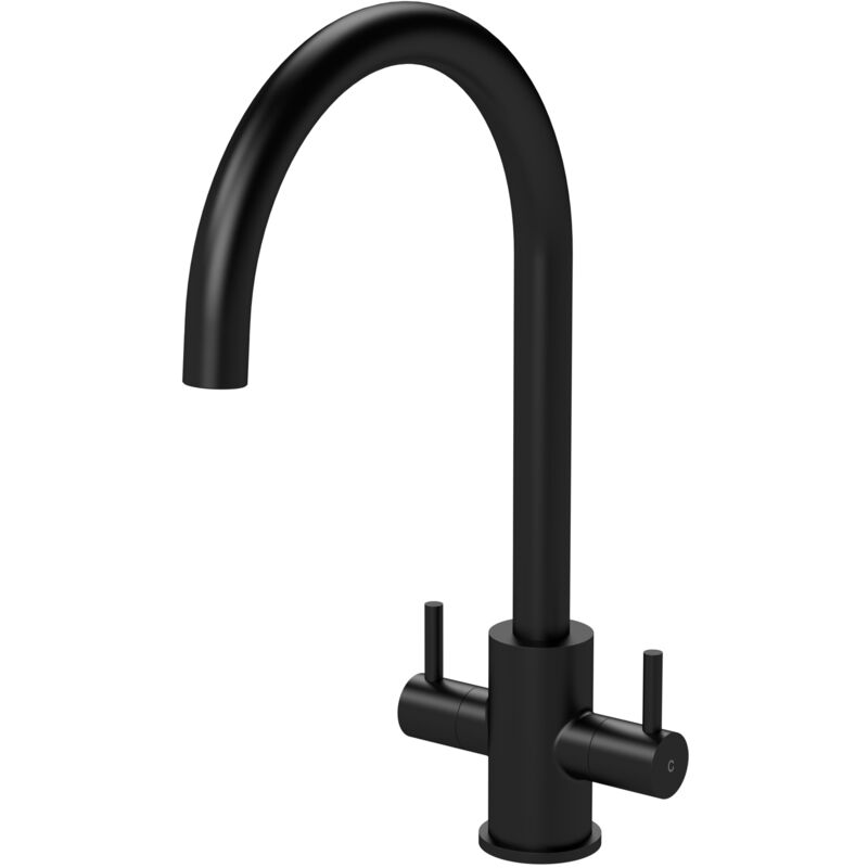 Nuie - Lachen Mono Kitchen Sink Mixer Tap Dual Lever Handle - Matt Black