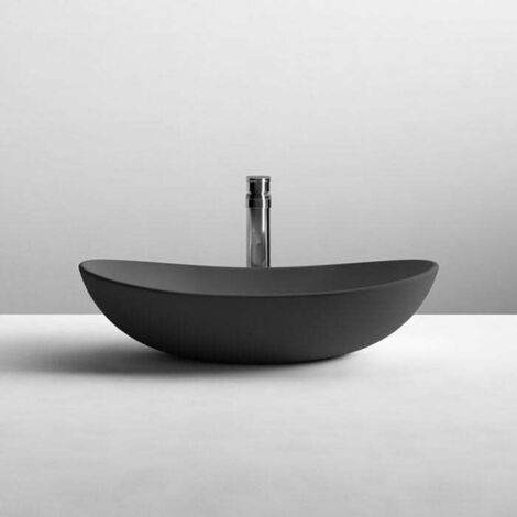 Nuie Luxe Matt Black 615mm x 360mm Oval Countertop Basin - NBV459