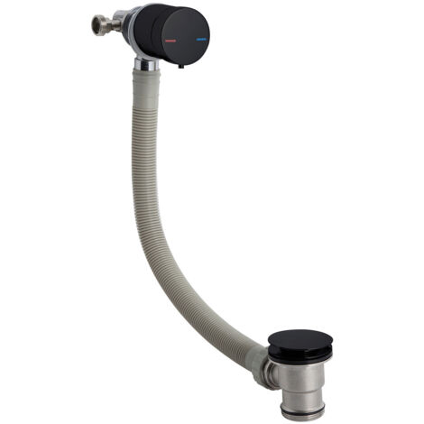 Nuie Matt Black Single Lever Freeflow Bath Filler - E401