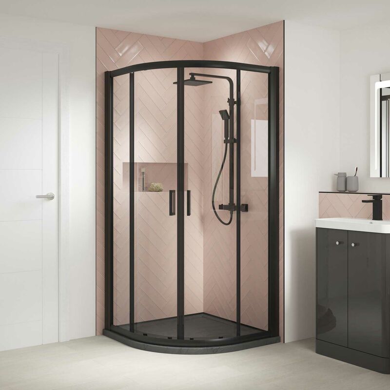 Rene Black Quadrant Shower Enclosure 800mm x 800mm - 6mm Glass - Nuie