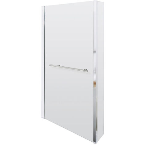 Nuie Pacific Chrome Hinged L Shaped Shower Bath Screen with Fixed Return and Towel Rail - NSBSR1