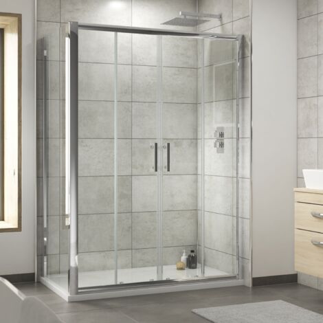 Nuie Pacific Double Sliding Door Rectangular Shower Enclosure 1700mm x 800mm - 6mm Glass