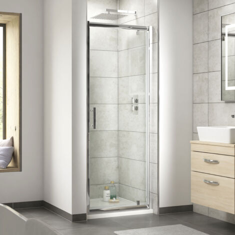 main image of "Nuie Pacific Pivot Shower Door 800mm Wide - 6mm Glass"