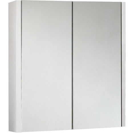 Nuie Parade 2-Door Mirrored Bathroom Cabinet 600mm Wide - Gloss White