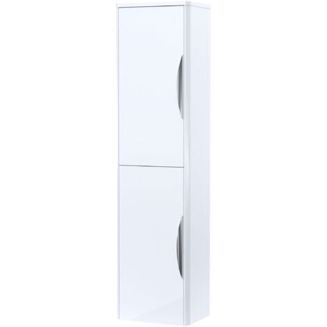 Nuie Parade Tall Wall Mounted Cupboard Unit 350mm Wide - Gloss White