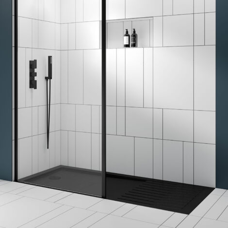 main image of "Nuie Rectangular Walk-In Shower Tray 1400mm x 800mm - Slate Grey"