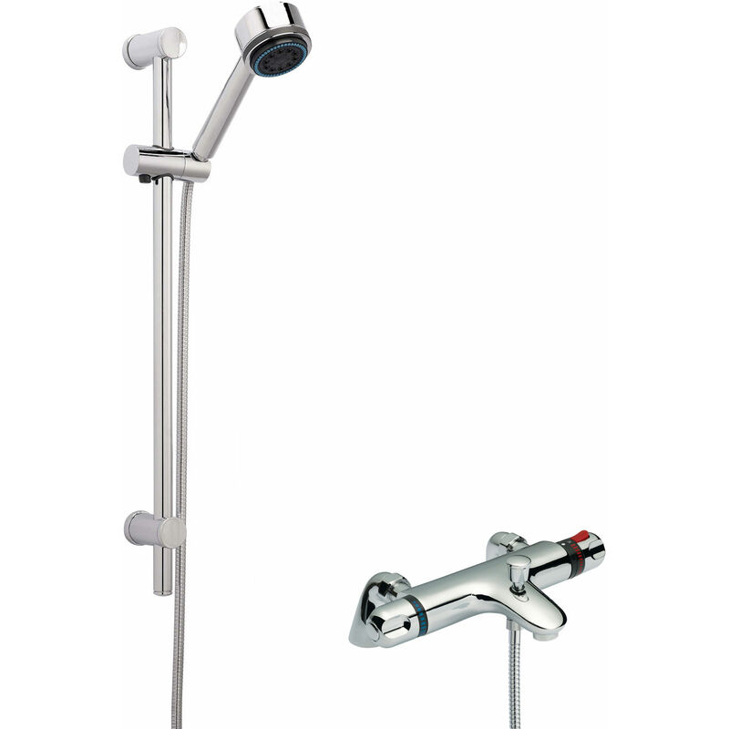 Reef Thermostatic Bath Shower Mixer with Multi Function Slider Rail Kit - Chrome - Nuie