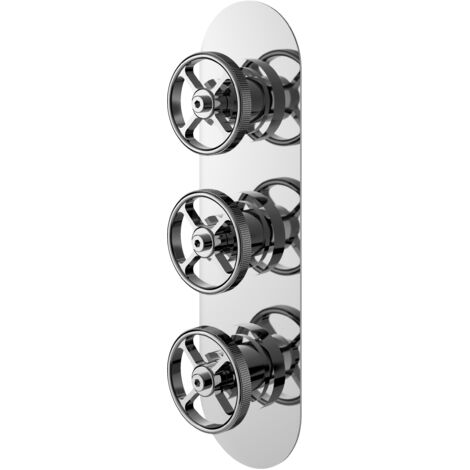 Nuie Revolution Concealed Shower Valve with Diverter Triple Handle - Chrome