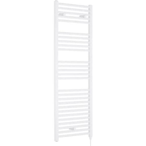 Nuie Round Bar Electric Heated Towel Rail 1375mm H x 480mm W - White
