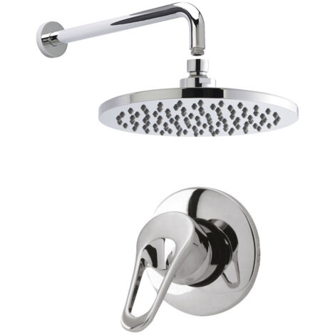 Nuie Round Manual Concealed Shower Valve with Fixed Head and Arm - Chrome
