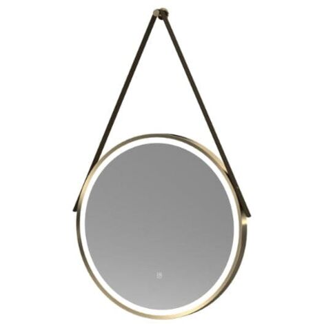 Nuie Salana Brushed Brass Framed LED Touch Sensor Round Bathroom Mirror  600mm H x 600mm W