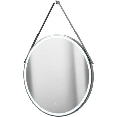 Nuie Salana Chrome Framed LED Touch Sensor Round Bathroom Mirror  800mm H x 800mm W