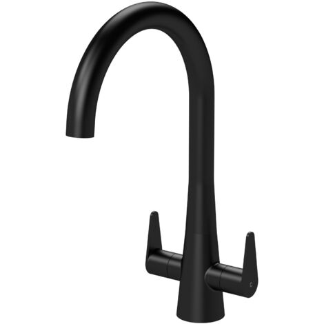 Nuie Samir Mono Kitchen Sink Mixer Tap Dual Lever Handle - Matt Black