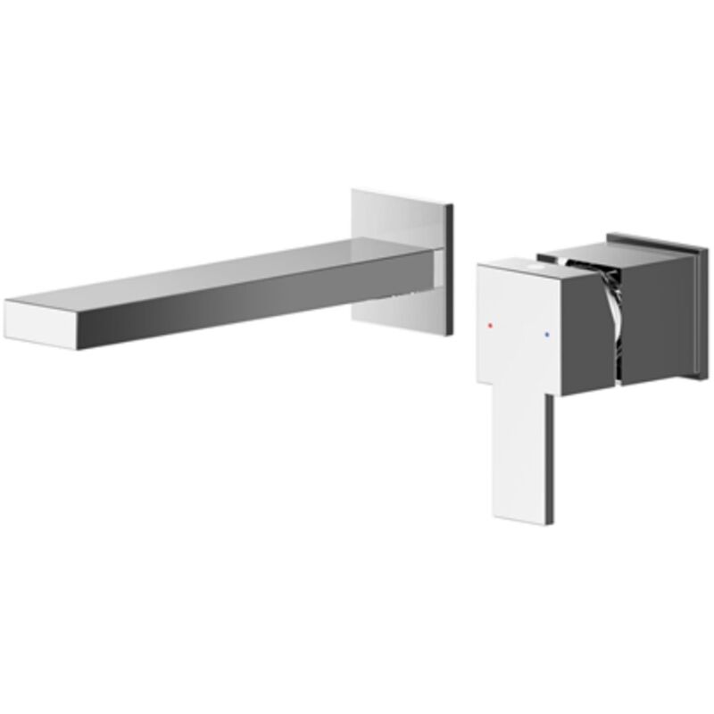 Sanford 2-Hole Wall Mounted Basin Mixer Tap without Plate - Chrome - Nuie