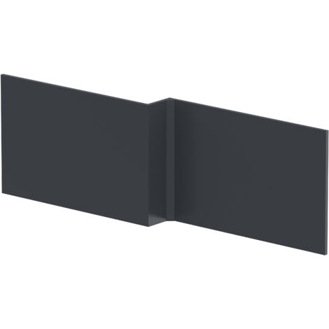 Nuie Satin Soft Black 1700mm L Shaped Shower Bath Front Panel - NMP1435