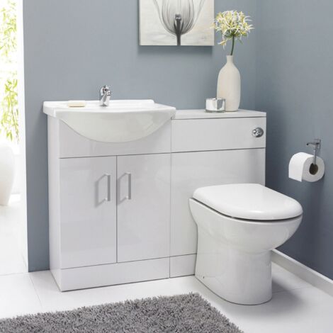 main image of "Nuie Saturn Combination Furniture Pack with Round Basin and WC Unit - 1 Tap Hole"